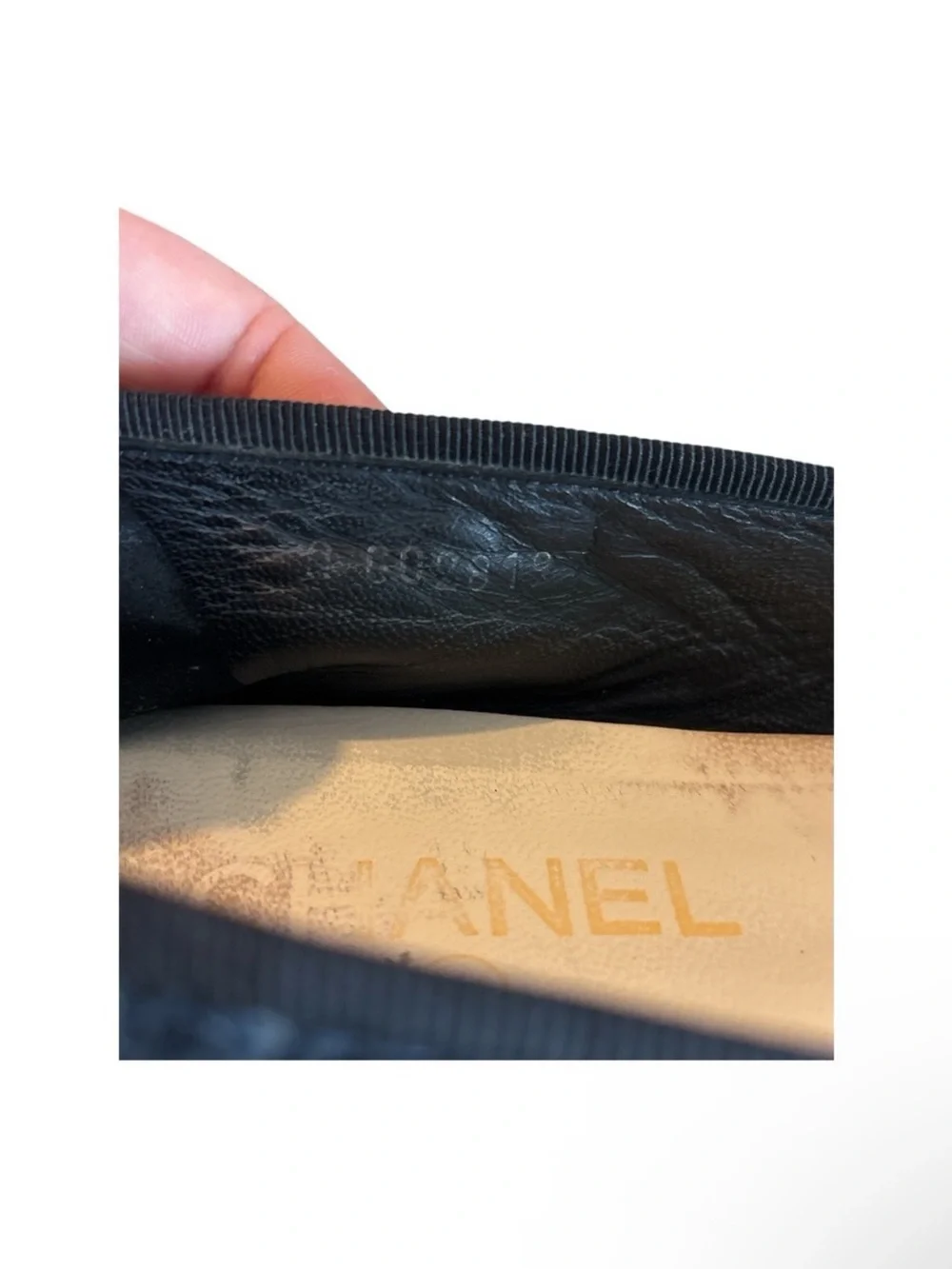 CHANEL CC Cap Toe Ballet Flats EU 39.5 US 9.5 Black Tweed Crochet Lambskin Shoe